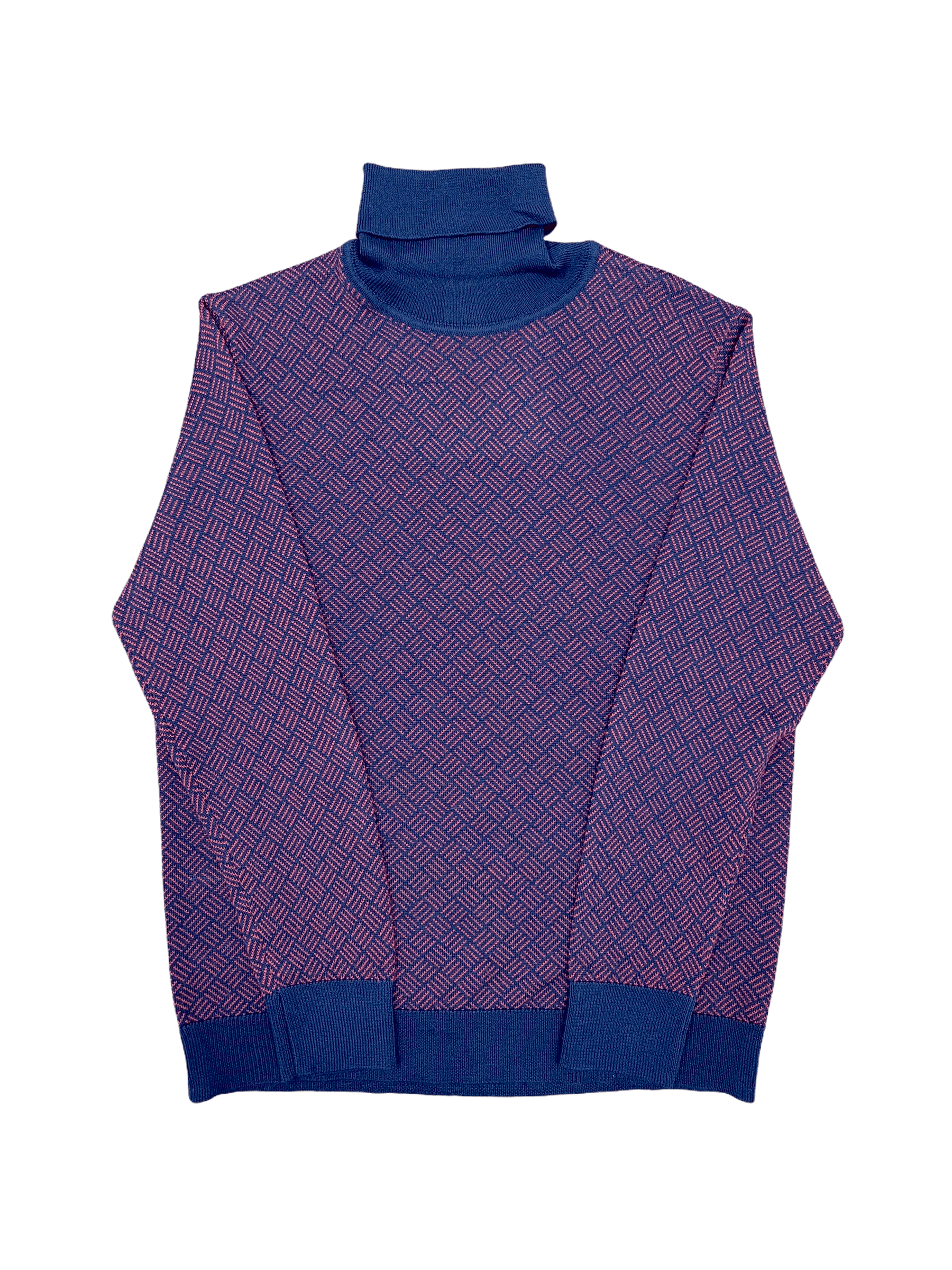 Progetto Uomo Red Blue Wool Turtleneck Large—Genuine Design luxury consignment