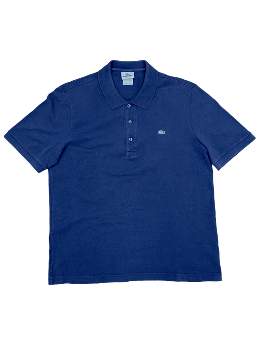 Lacoste Navy Blue Pique Polo Shirt Medium-Genuine Design luxury consignment 