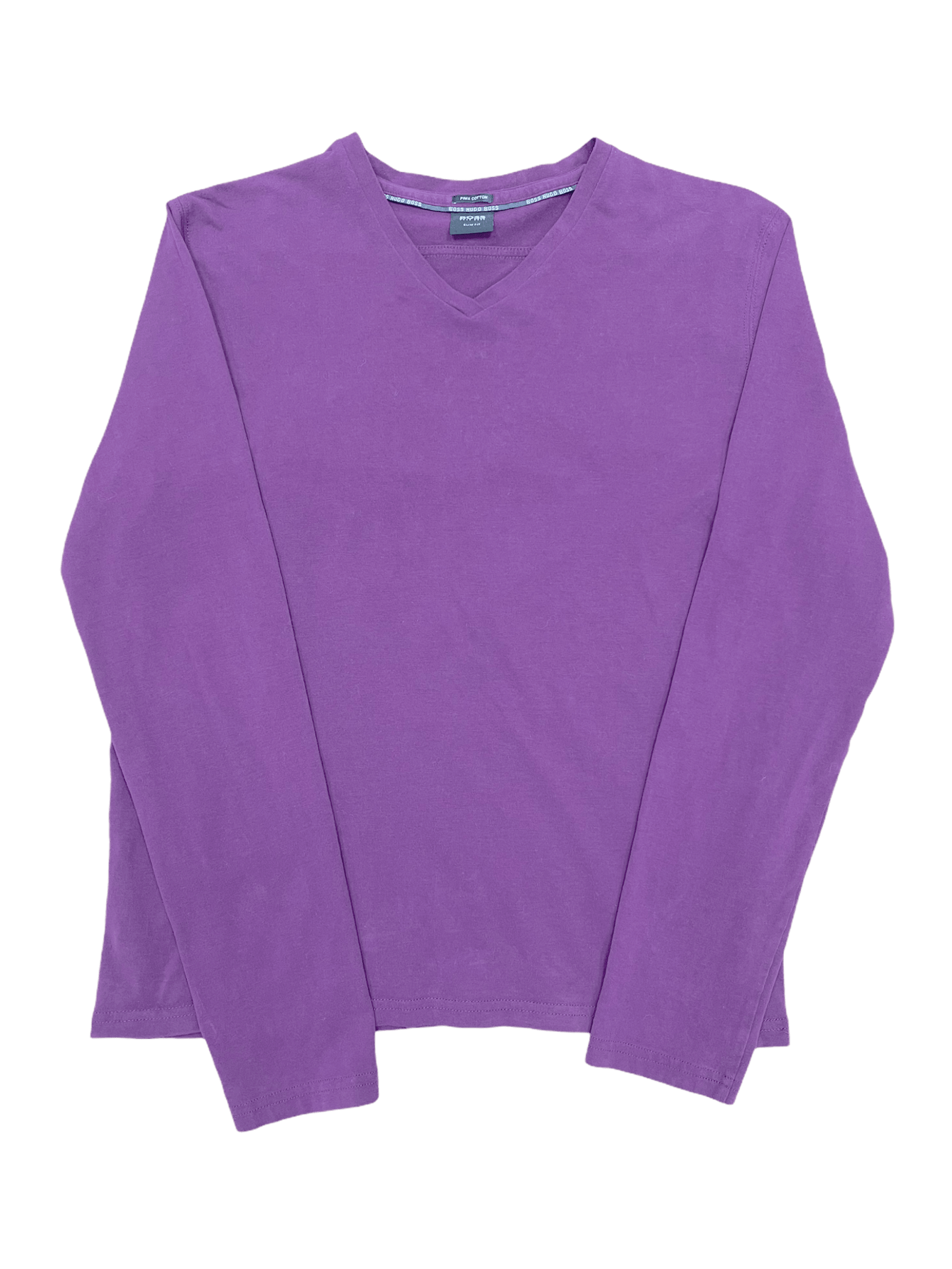 Hugo Boss Long Sleeve V Neck T Shirt, Purple, Medium—Genuine Design luxury consignment