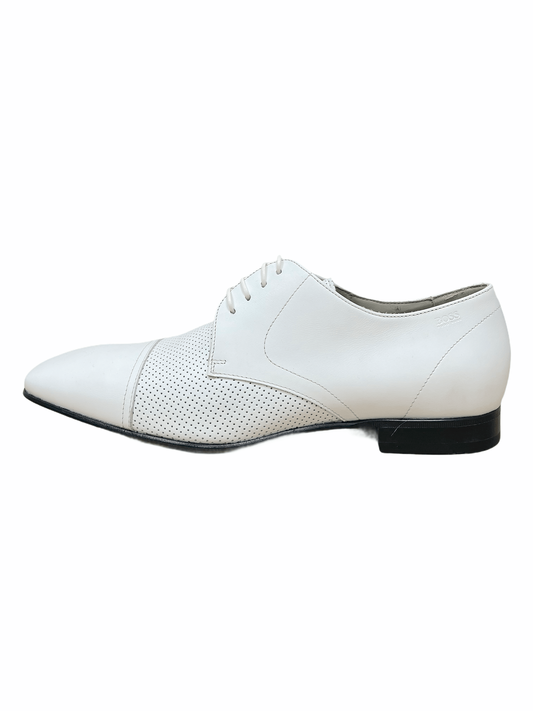Hugo Boss White Cap Toe Formal 7.5 D Dress Shoes - Genuine Design Luxury Consignment