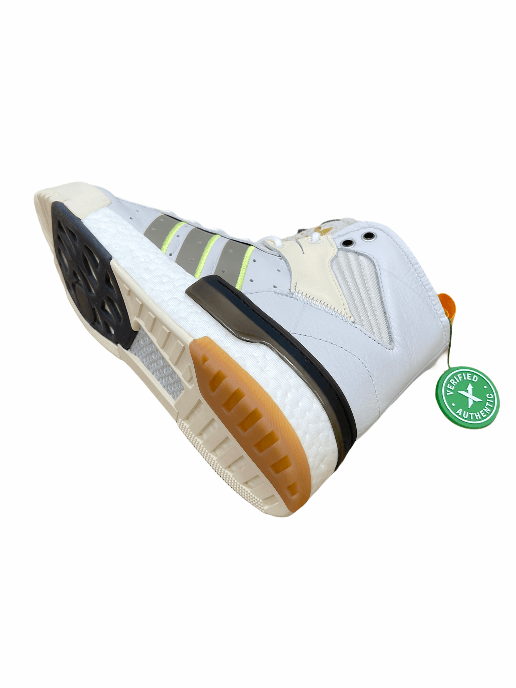 Adidas Rivalry High Top Boost Green Cream White Gold Leather Sneakers