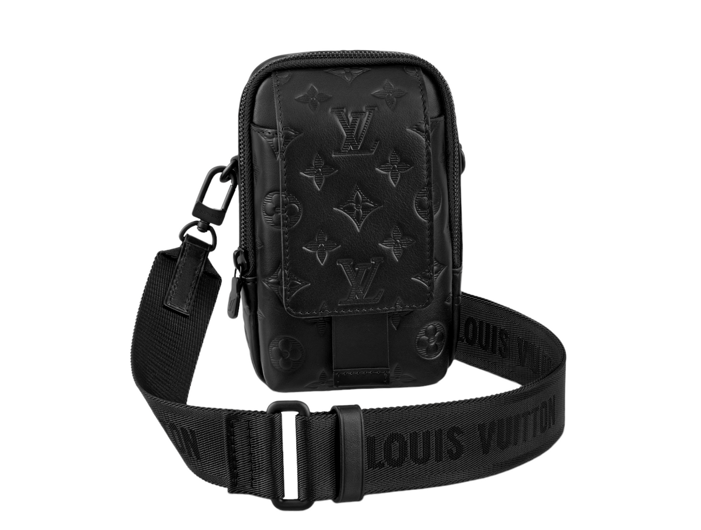 Louis Vuitton Black Monogram Shadow Leather Crossbody Bag Genuine Design Luxury Consignment