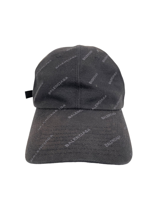 Balenciaga Black Repeating Logo Baseball Cap — Genuine Design luxury consignment Calgary, Alberta, Canada New and pre-owned clothing, shoes, accessories.