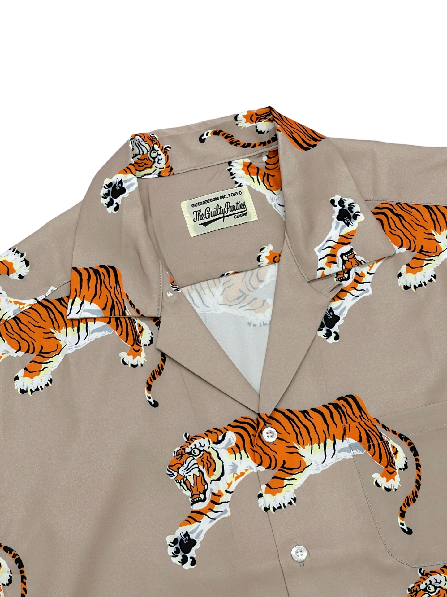 The Guilty Parties Wacko Maria Cream Tiger Button Up Casual Shirt Medium