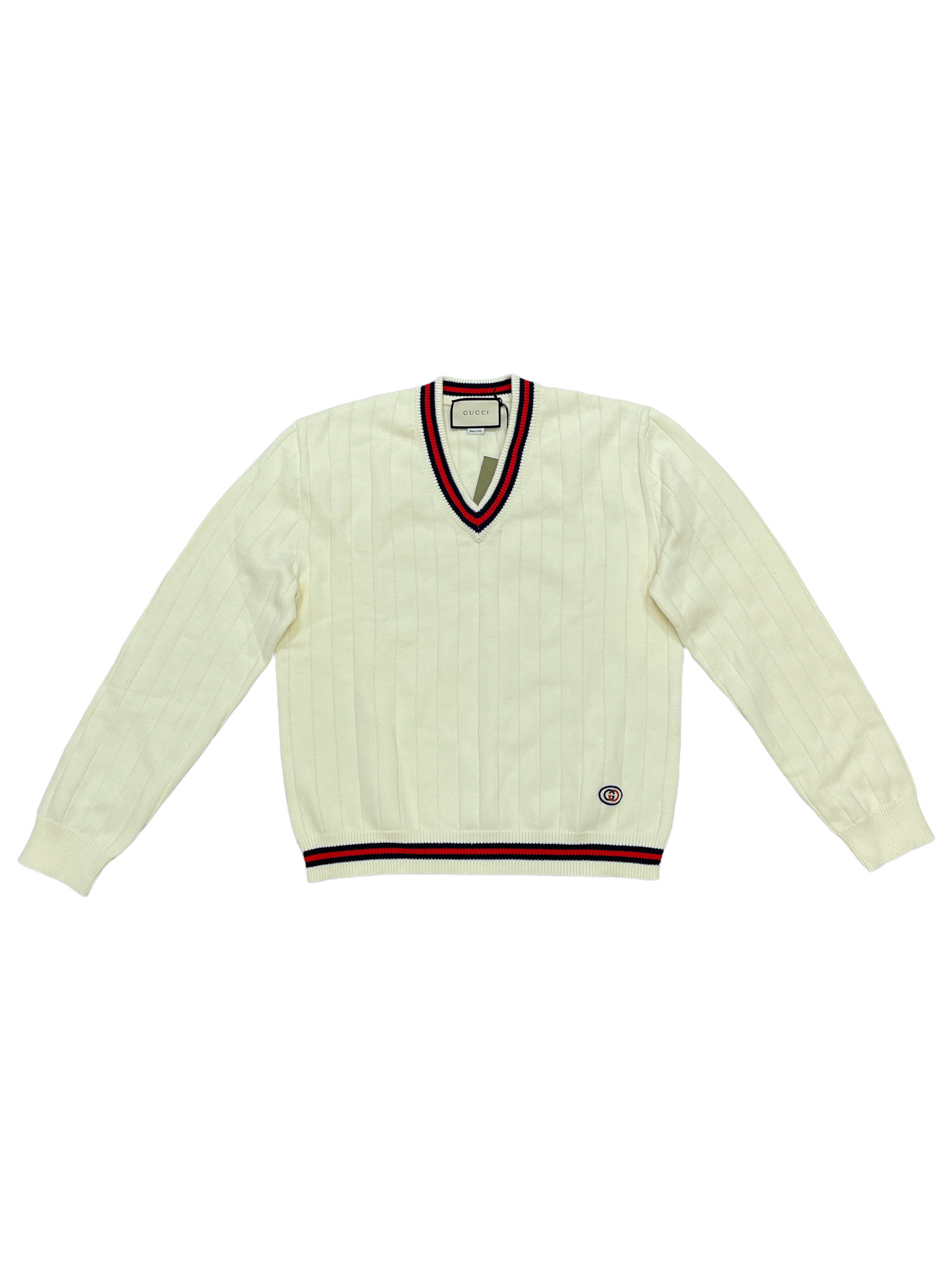 Gucci Cream Cotton Knit Cardigan Large  — Genuine Design Luxury Consignment Calgary, Canada New & Pre-Owned Authentic Clothing, Shoes, Accessories.