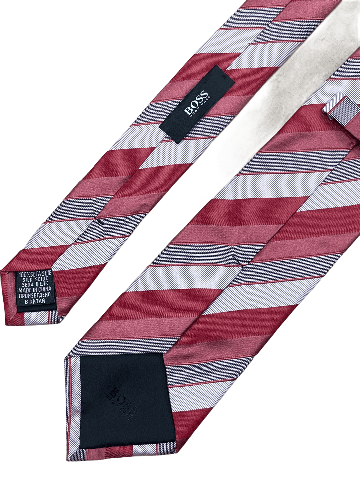 Hugo Boss red silver striped tie - Genuine Design