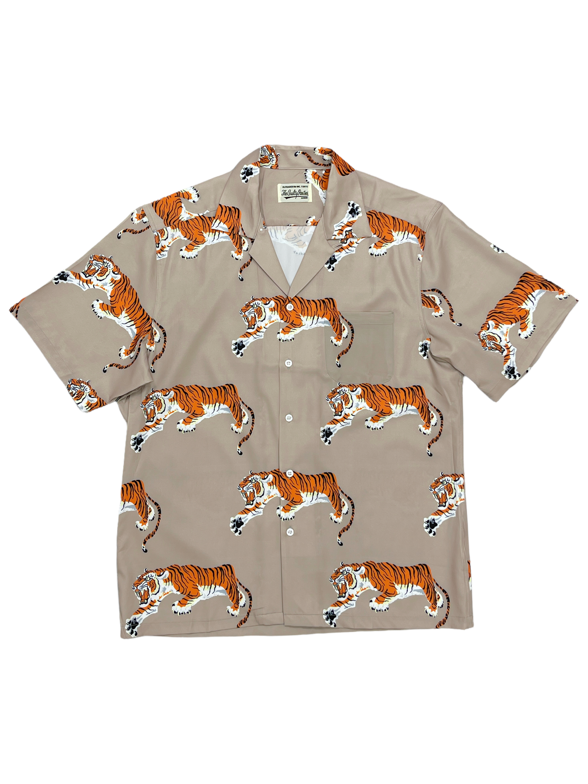 The Guilty Parties Wacko Maria Cream Tiger Button Up Casual Shirt