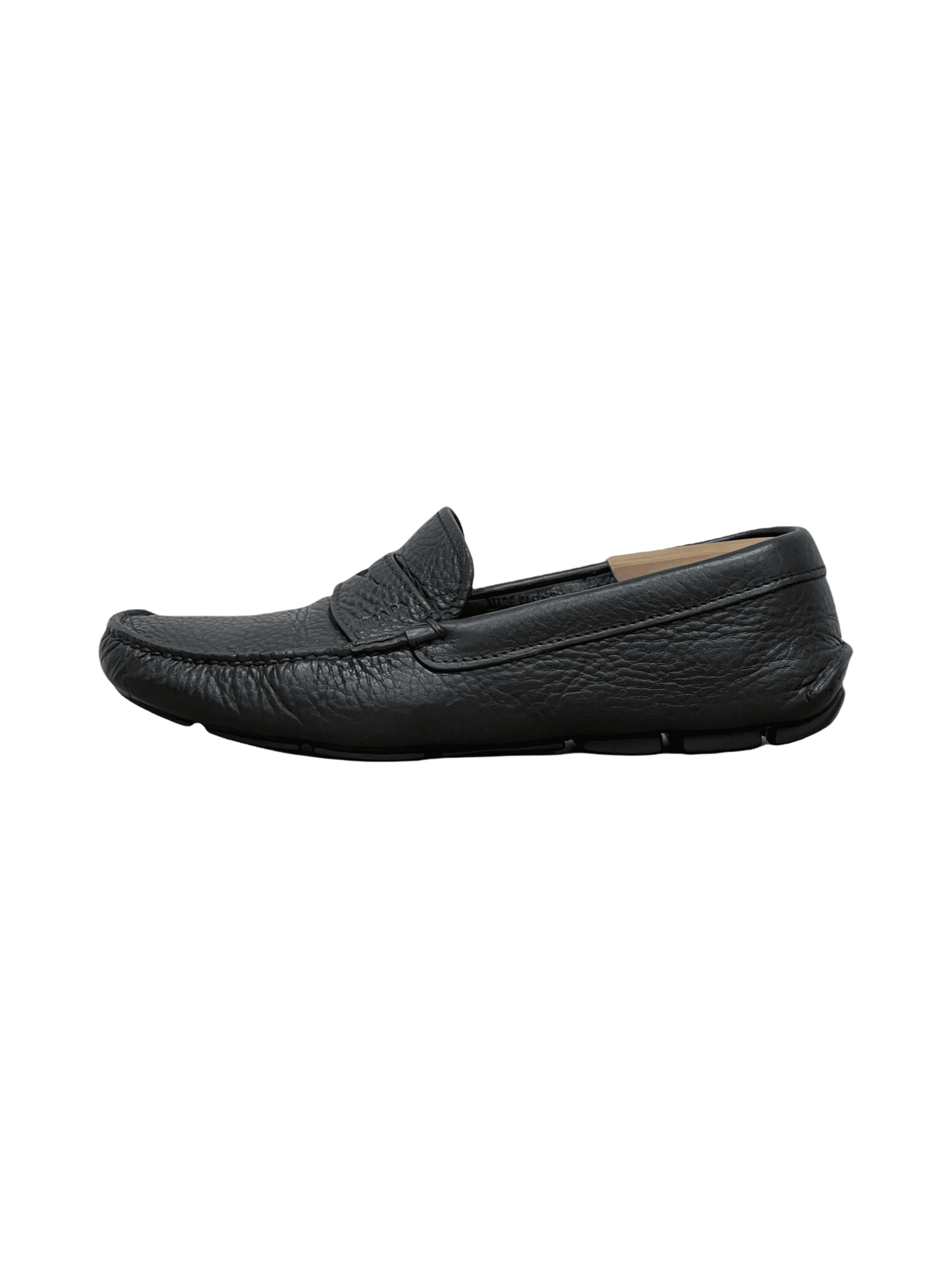 Prada Black Pebble Grain Driving Loafer Size 8 US