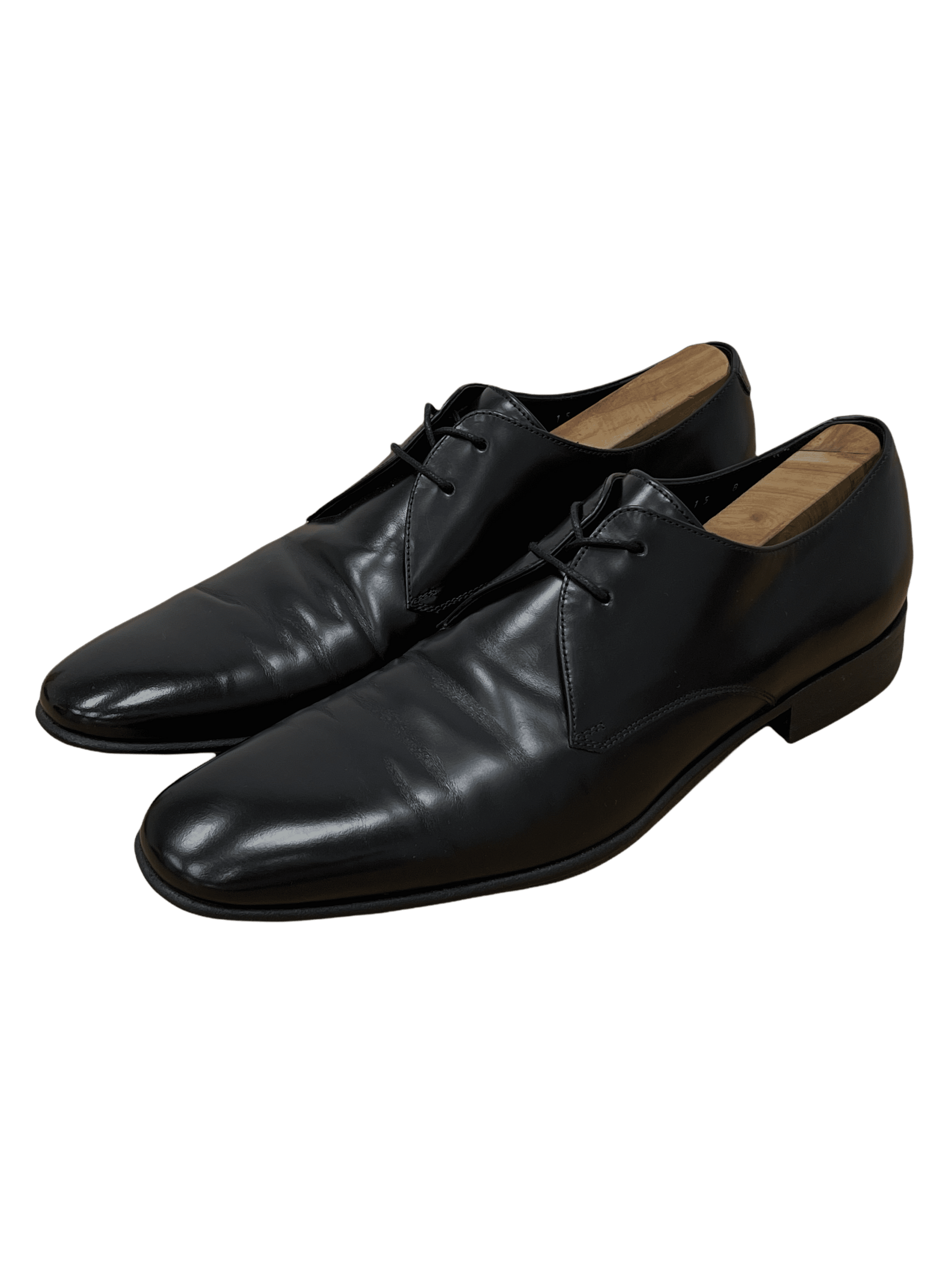 Salvatore Ferragamo Black Leather Plain Toe Dress Shoes Genuine