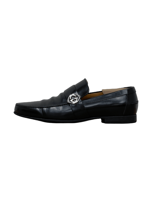 GUCCI Black GG Bit Buckle Penny Loafers 8 D US