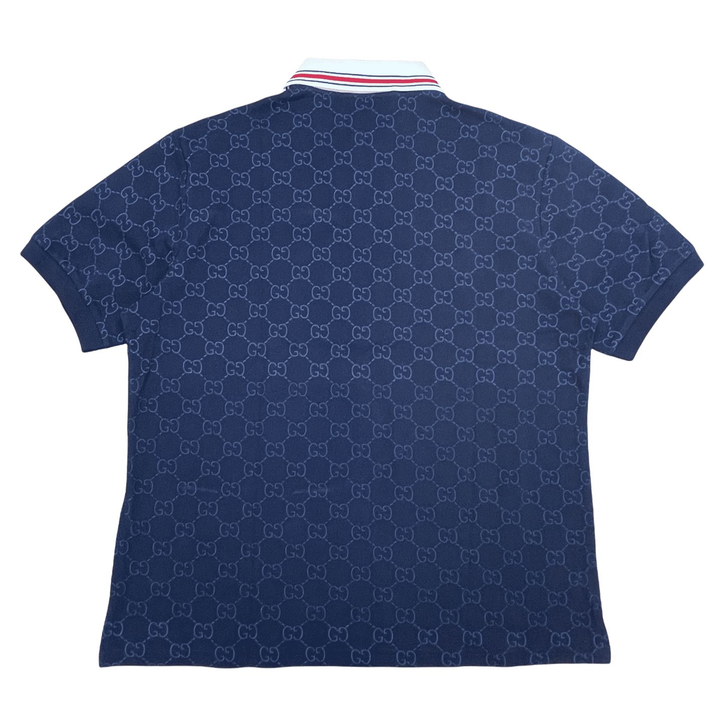 GUCCI Navy & Cream Monogram Short Sleeve Polo Shirt – Genuine