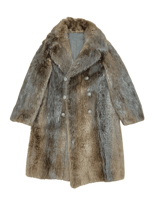 Renfrew Brown Double Breasted Full Length Beaver Fur Coat - 42L