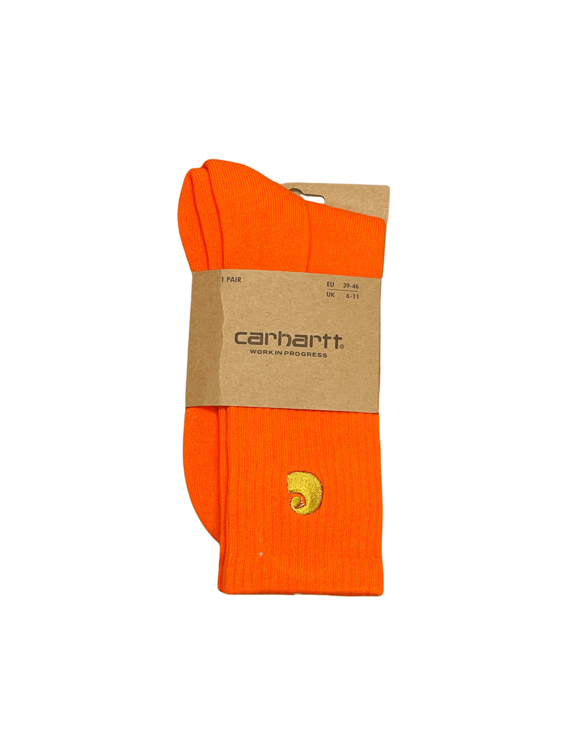 Carhartt WIP Orange Crew Socks M/L - Genuine Design Luxury Consignment for Men. New & Pre-Owned Clothing, Shoes, & Accessories. Calgary, Canada