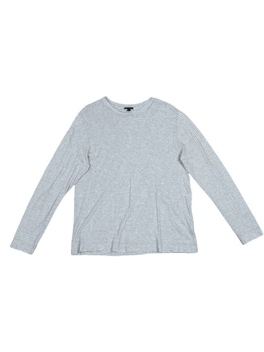 Theory Grey Striped Cotton Shirt XL - Genuine Design Luxury Consignment for Men. New & Pre-Owned Clothing, Shoes, & Accessories. Calgary, Canada