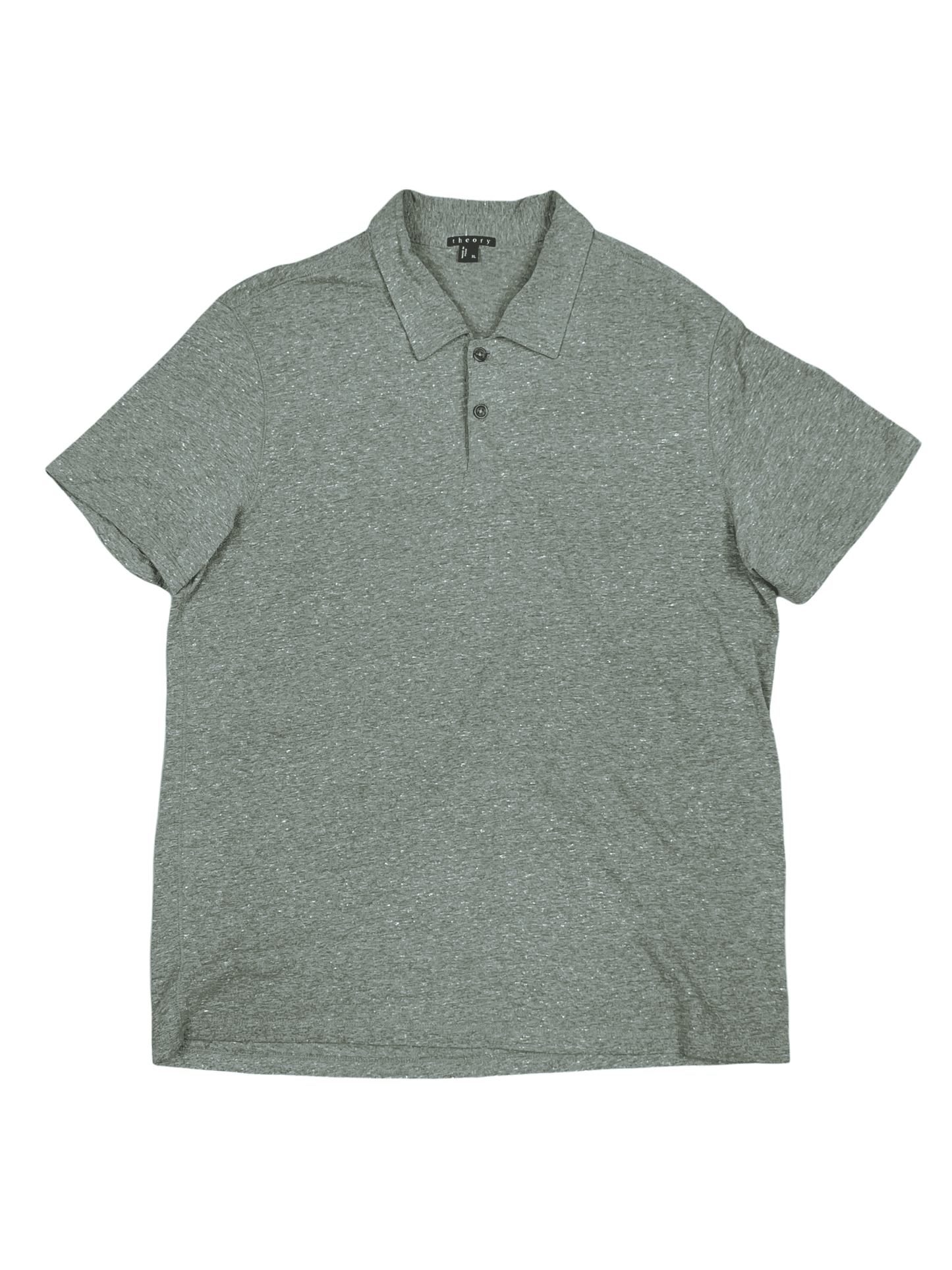 Theory Green Melangé Polo XL - Genuine Design Luxury Consignment for Men. New & Pre-Owned Clothing, Shoes, & Accessories. Calgary, Canada