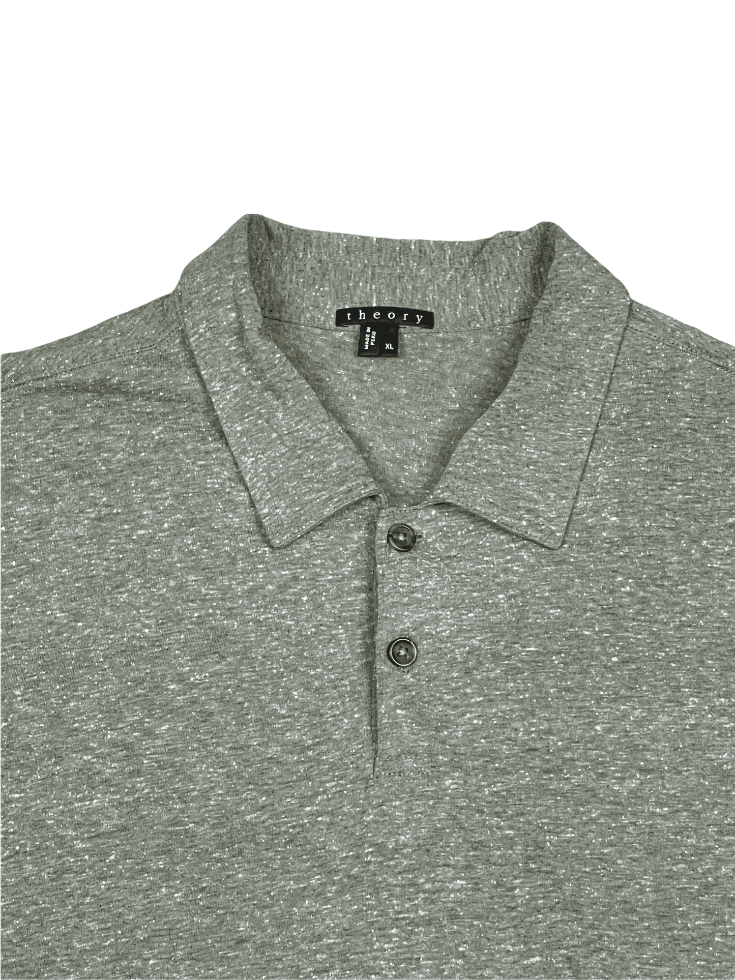 Theory Green Melangé Polo XL - Genuine Design Luxury Consignment for Men. New & Pre-Owned Clothing, Shoes, & Accessories. Calgary, Canada
