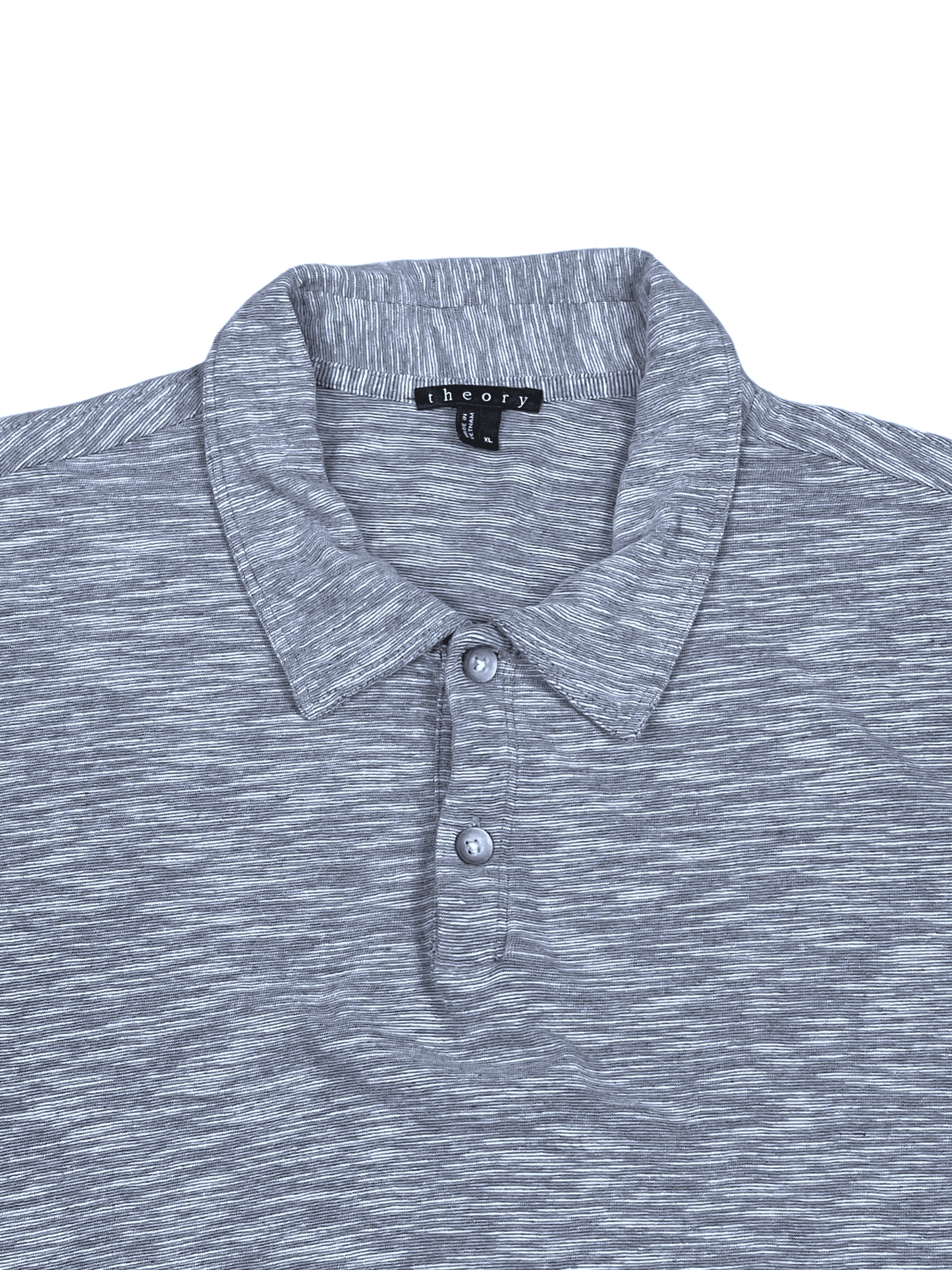 Theory Marled Blue Cotton Polo XL - Genuine Design Luxury Consignment for Men. New & Pre-Owned Clothing, Shoes, & Accessories. Calgary, Canada