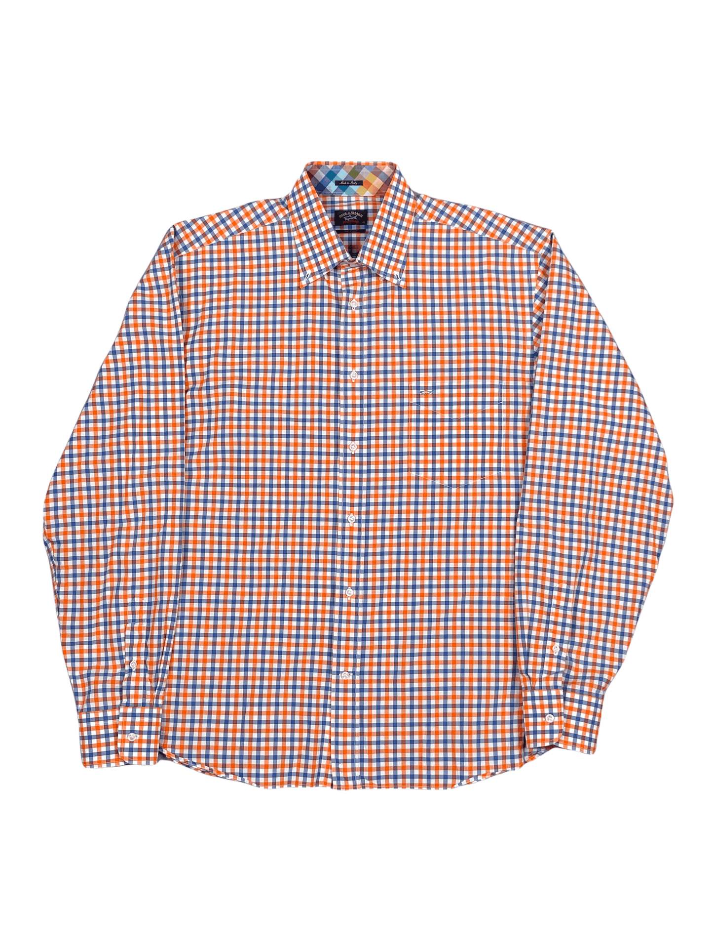 Paul & Shark Orange Blue Gingham 17 / 43 - Genuine Design Luxury Consignment for Men. New & Pre-Owned Clothing, Shoes, & Accessories. Calgary, Canada
