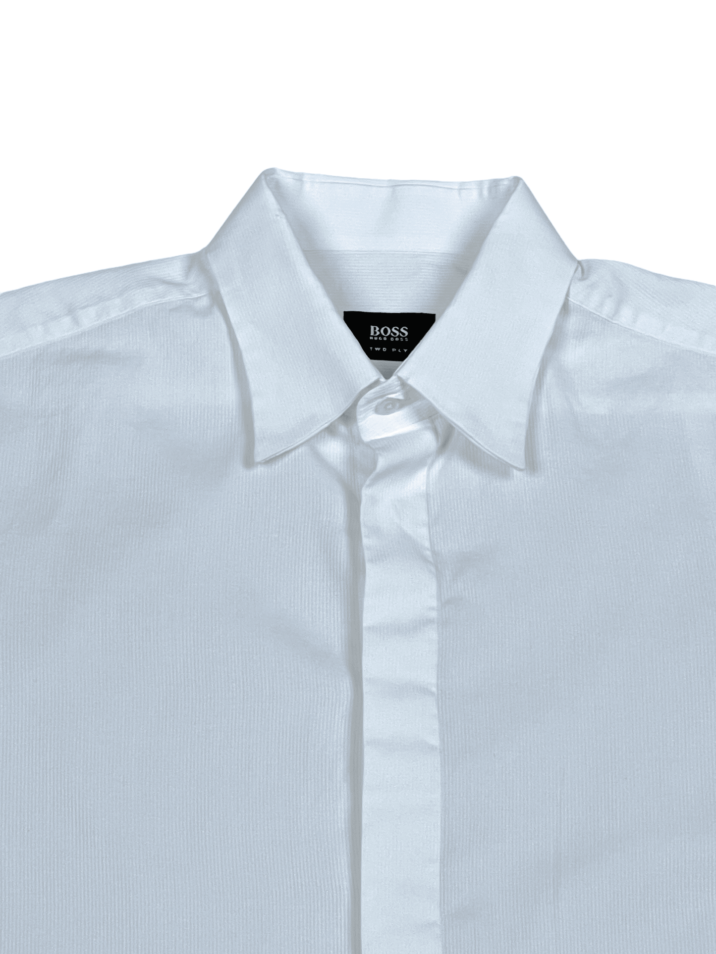 Hugo Boss White French Cuff Dress Shirt 16.5 / 42 - Genuine Design Luxury Consignment for Men. New & Pre-Owned Clothing, Shoes, & Accessories. Calgary, Canada