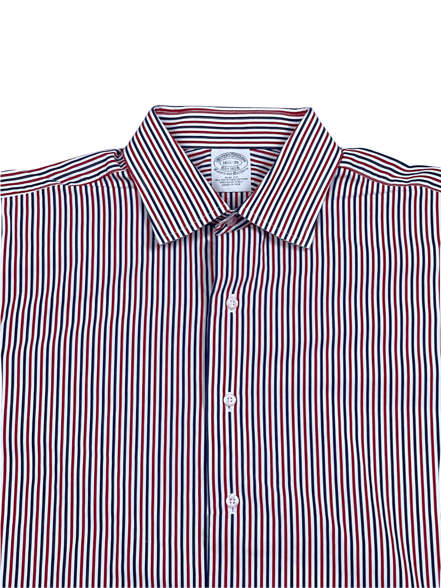Brooks Brothers Red and Blue Striped Shirt 16 - Genuine Design Luxury Consignment for Men. New & Pre-Owned Clothing, Shoes, & Accessories. Calgary, Canada