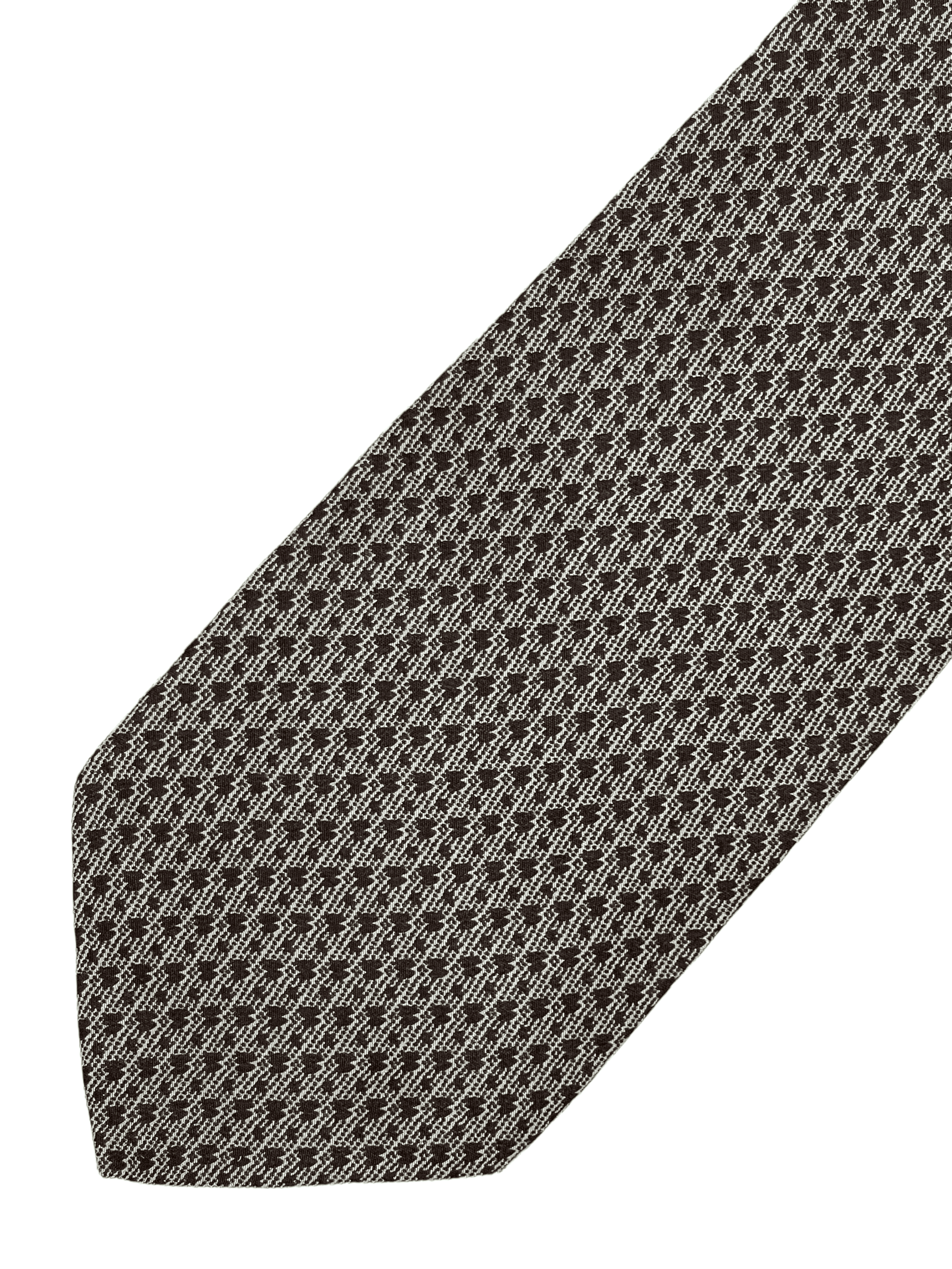 Giorgio Armani Brown Houndstooth Silk Tie — Genuine Design Luxury Consignment for Men. New & Pre-Owned Clothing, Shoes, & Accessories. Calgary, Canada