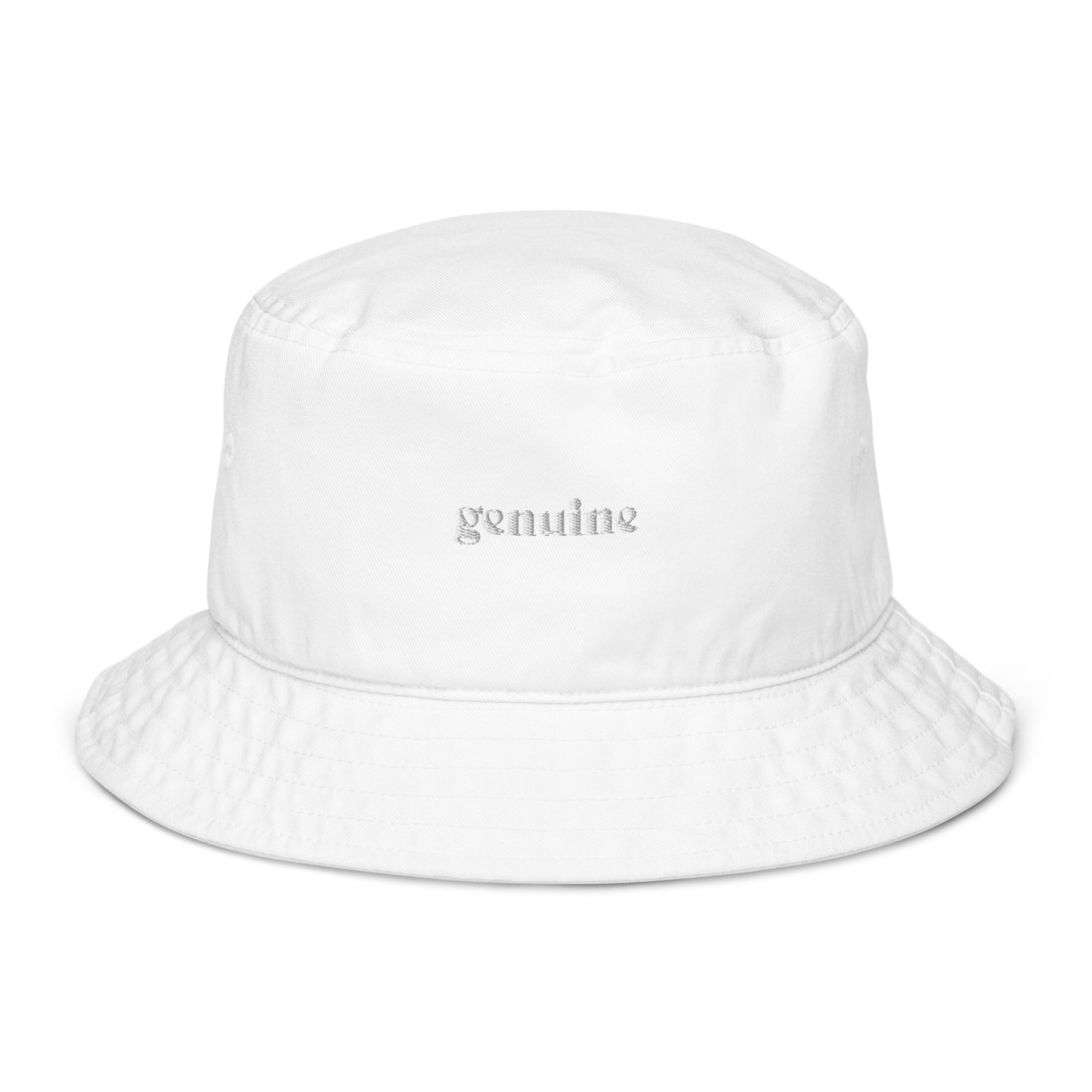 Genuine White Logo Embroidered Bucket Hat Unisex