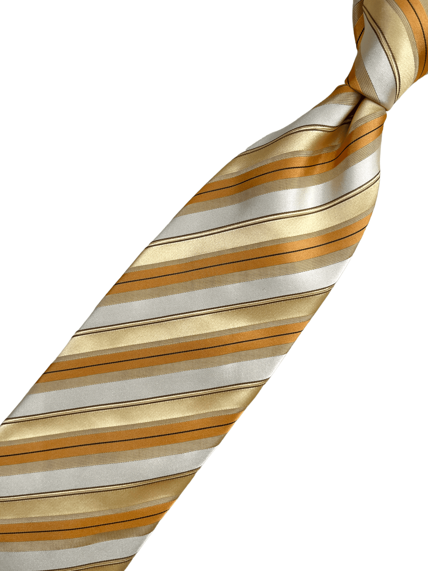 HUGO BOSS Gold Striped Silk Tie - Genuine Design luxury consignment Calgary, Alberta, Canada New & pre-owned clothing, shoes, accessories.