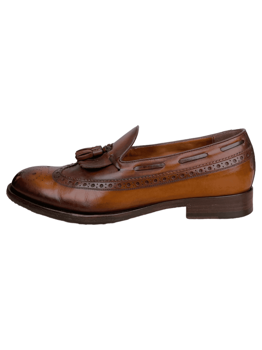 Gucci Brown Leather Tassel Loafers - Genuine Design Luxury Consignment Calgary, Alberta, Canada New and Pre-Owned Clothing, Shoes, Accessories.