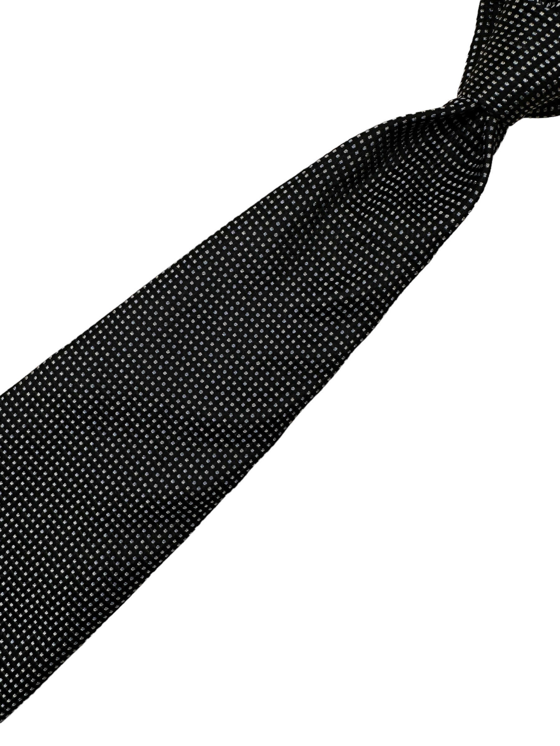 Giorgio Armni Grey Pin Dot Silk Tie - Genuine Design luxury consignment Calgary, Alberta, Canada New & pre-owned clothing, shoes, accessories.