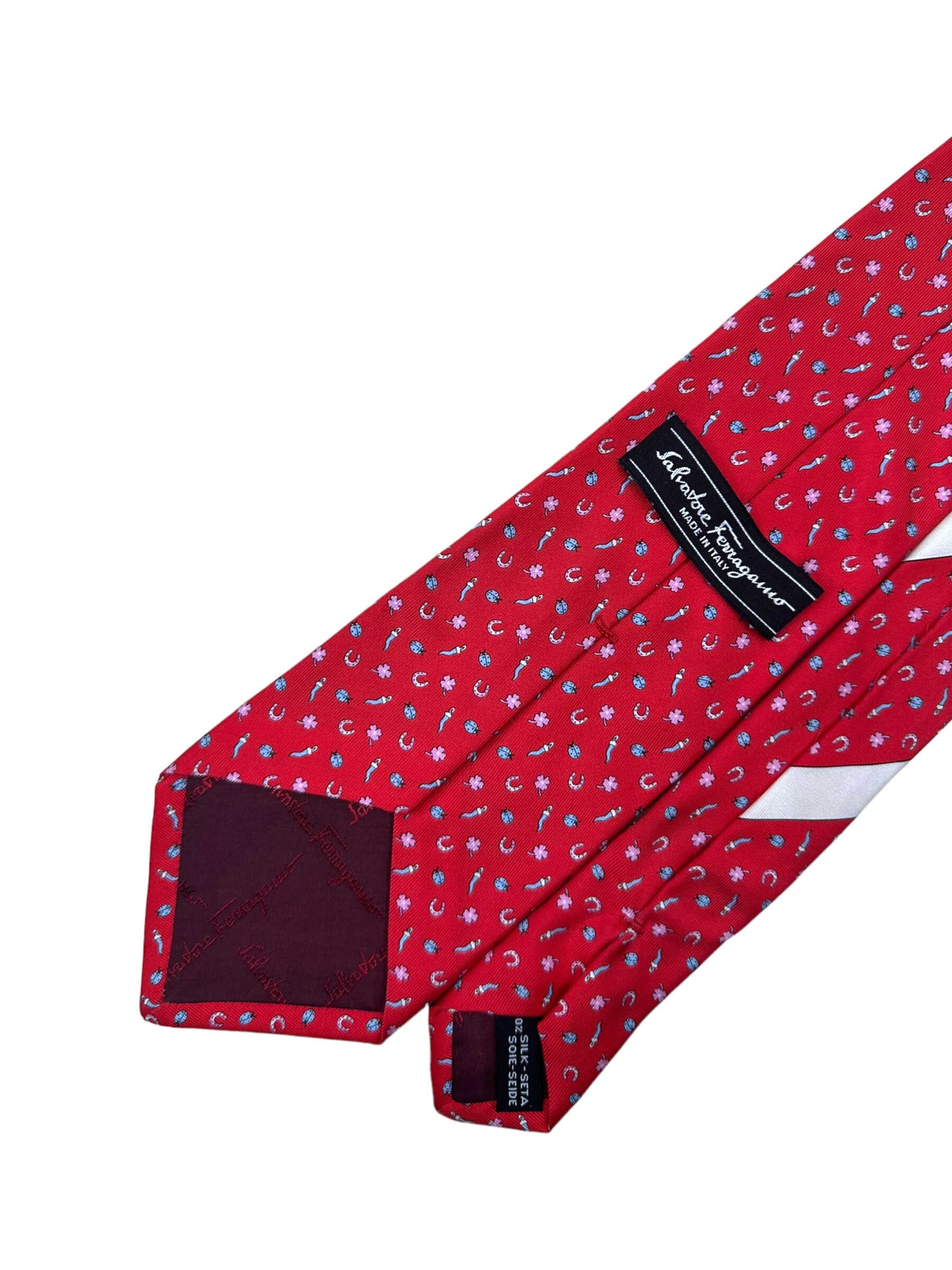 Salvatore Ferragamo Red Novelty Silk Tie - Genuine Design luxury consignment Calgary, Alberta, Canada New & pre-owned clothing, shoes, accessories.