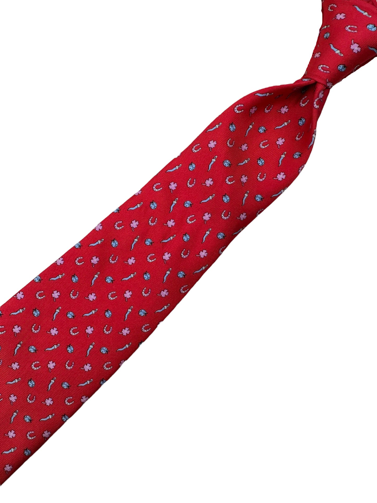 Salvatore Ferragamo Red Novelty Silk Tie - Genuine Design luxury consignment Calgary, Alberta, Canada New & pre-owned clothing, shoes, accessories.