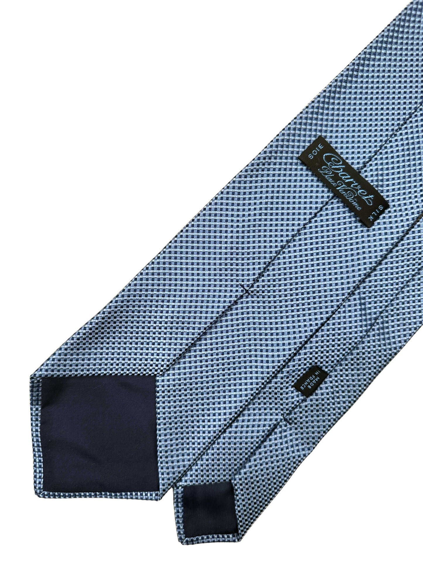 Charvets Silver Blue Plaid Silk Tie - Genuine Design luxury consignment Calgary, Alberta, Canada New & pre-owned clothing, shoes, accessories.