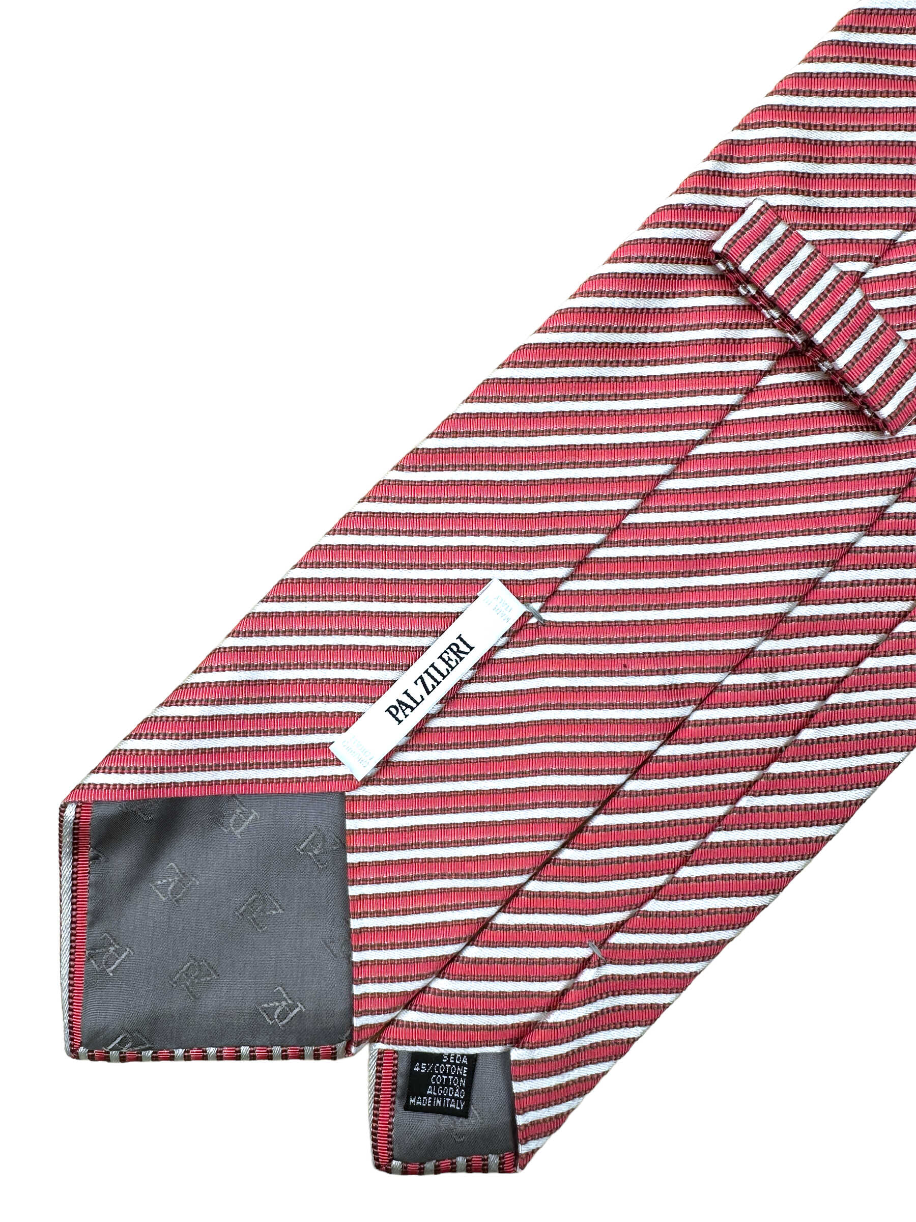 Pal Zileri Pink Striped Silk Tie - Genuine Design luxury consignment Calgary, Alberta, Canada New & pre-owned clothing, shoes, accessories.