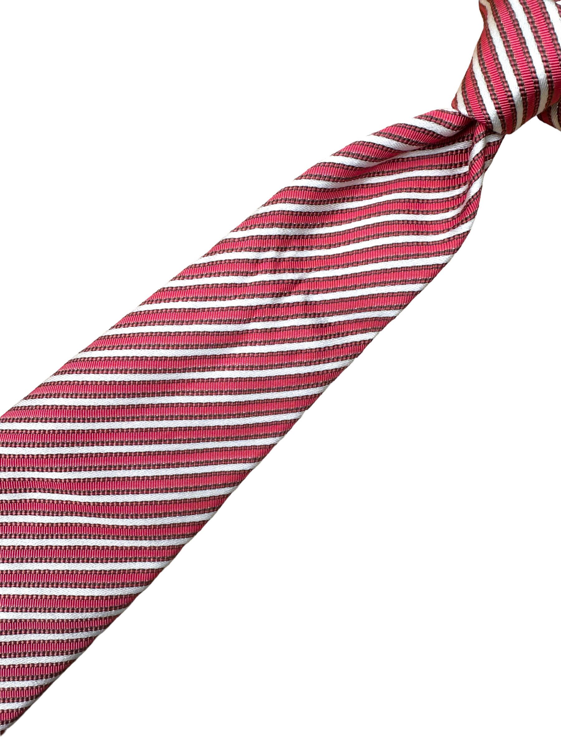 Pal Zileri Pink Striped Silk Tie - Genuine Design luxury consignment Calgary, Alberta, Canada New & pre-owned clothing, shoes, accessories.