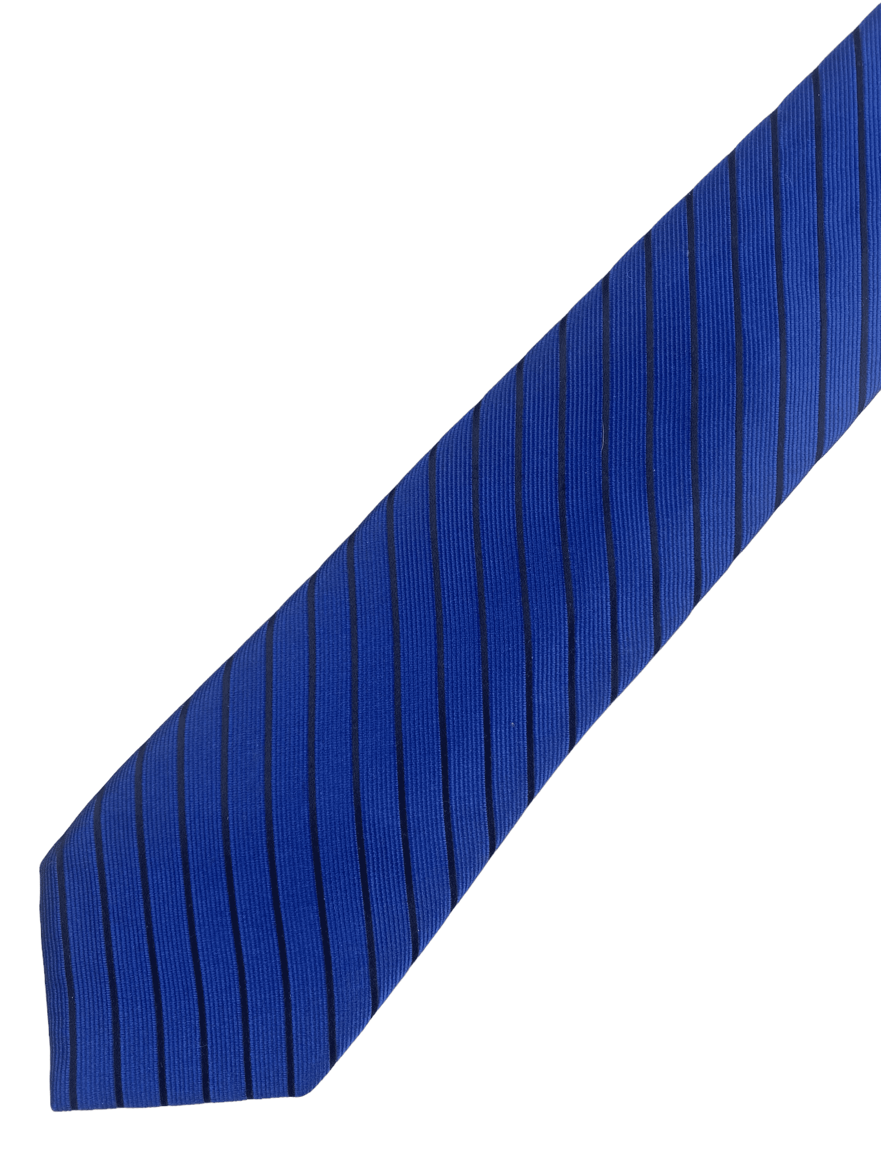 "B" Blue Striped Silk Tie - Genuine Design luxury consignment Calgary, Alberta, Canada New & pre-owned clothing, shoes, accessories.