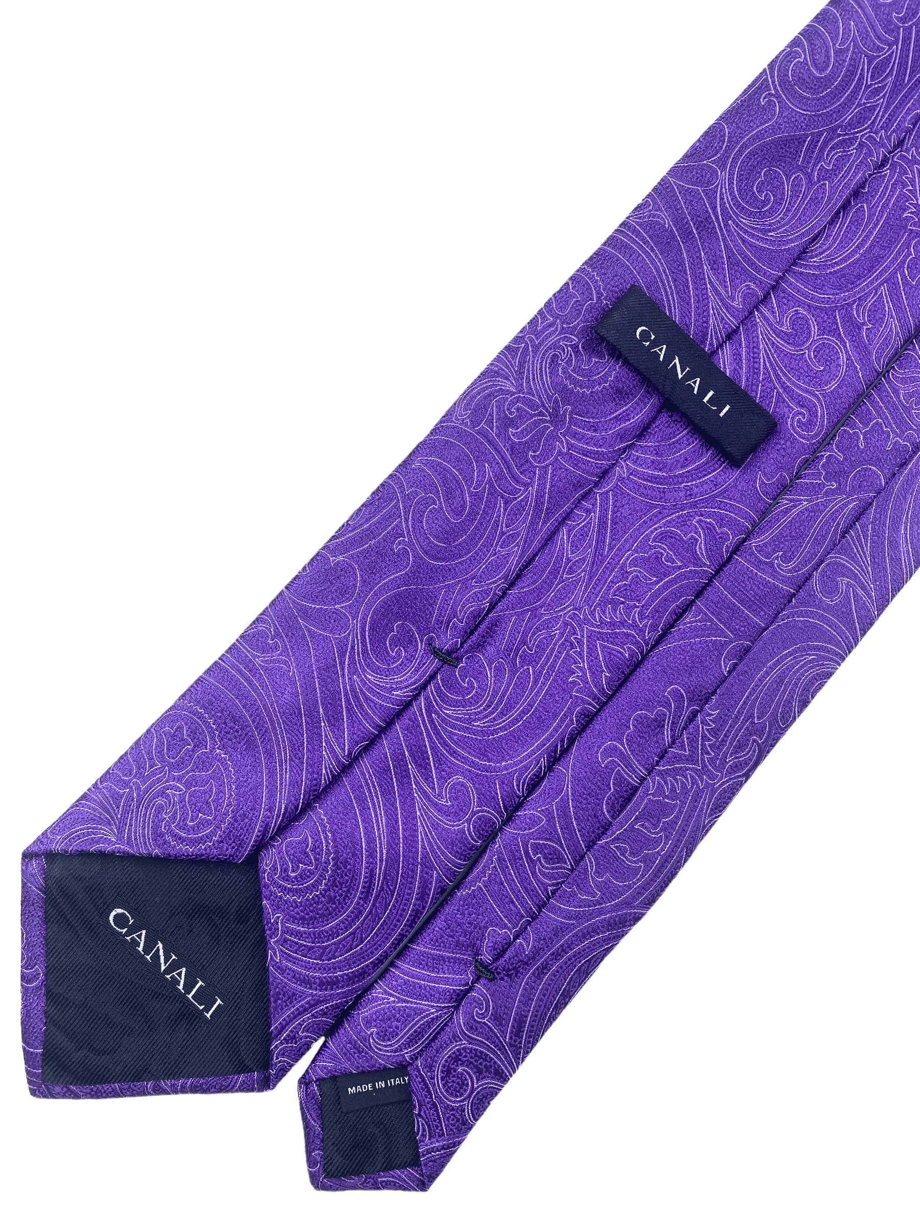 Canali Purple Paisley Silk Tie - Genuine Design luxury consignment Calgary, Alberta, Canada New & pre-owned clothing, shoes, accessories.