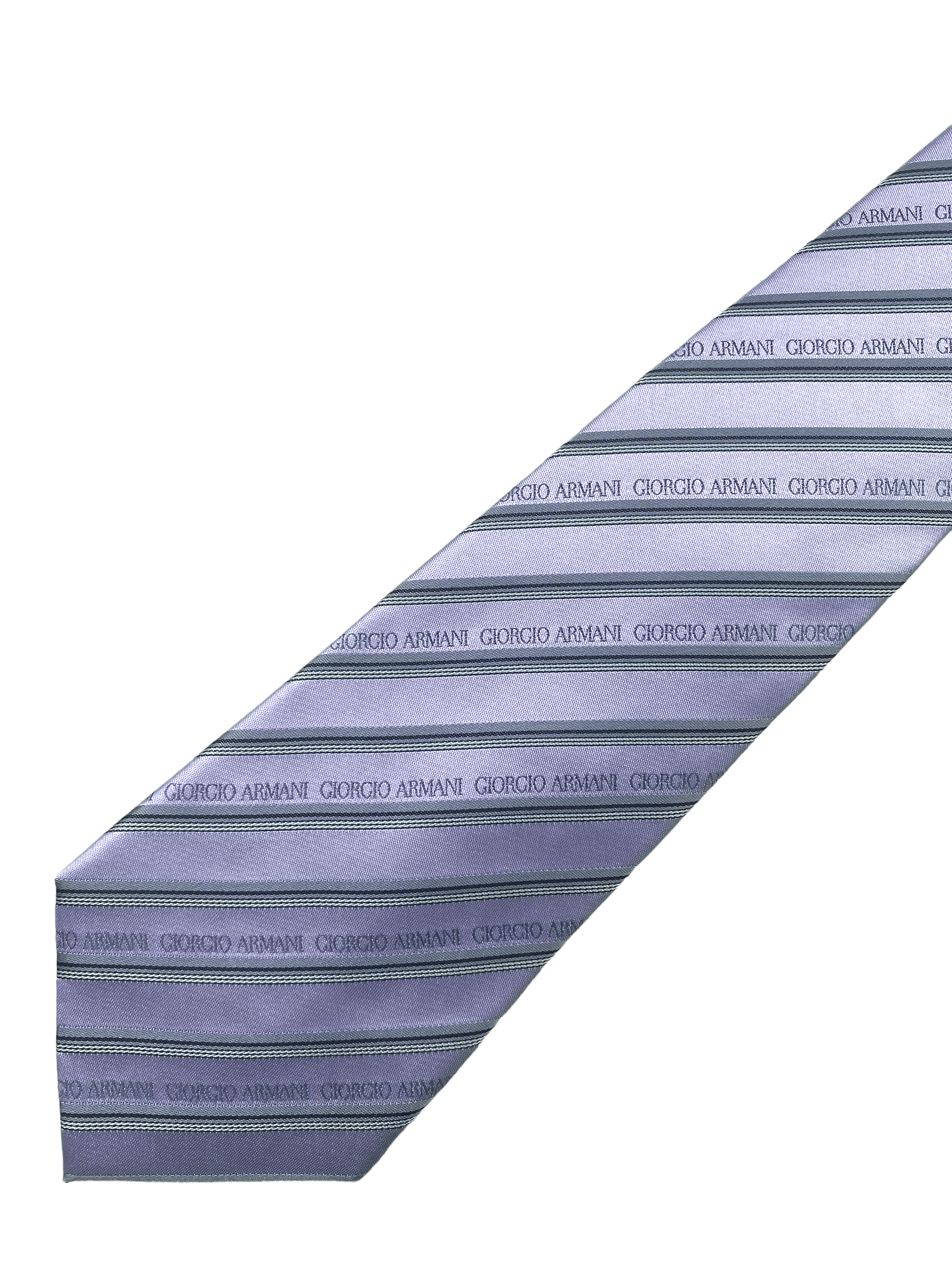 Giorgio Armani Light Mauve Monogrammed Striped Silk Tie - Genuine Design luxury consignment Calgary, Alberta, Canada New & pre-owned clothing, shoes, accessories.